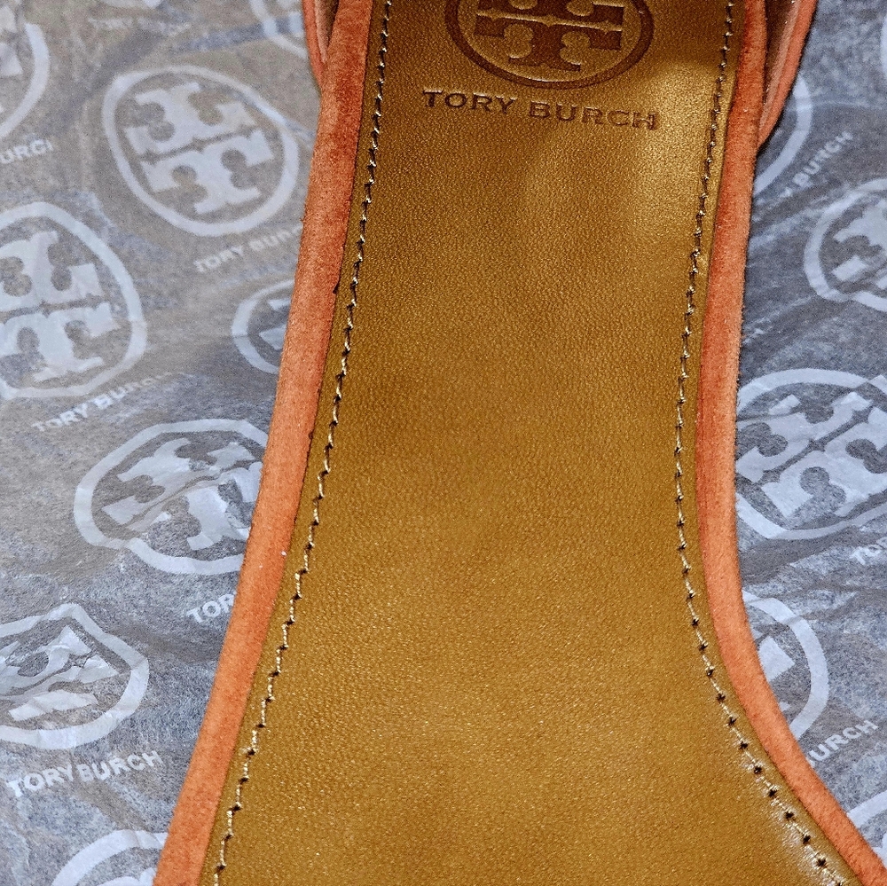 Tory Burch Orange Wedge Shoes with Ankle Strap - Picture 5 of 6
